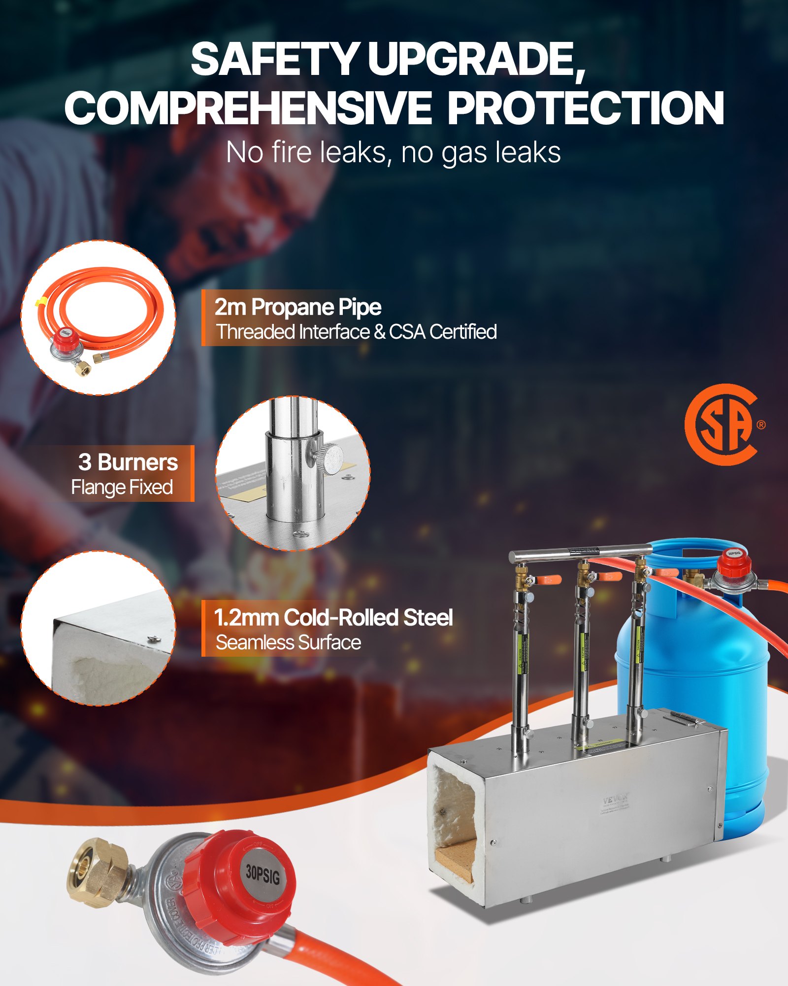 VEVOR Forgia a Gas Propano Portatile 3 Bruciatori Temperatura max 1427 ℃, Fucina a Propano per Fabbricazione Forgiatura di Coltelli, Forgia a Gas Portatile Attrezzatura per Forgiatura dei Metalli