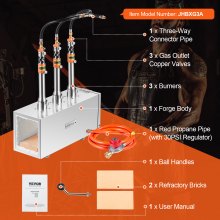 VEVOR Fucina a Gas per Fabbricazione di Utensili Coltelli 1427 ℃ a 3 Bruciatori