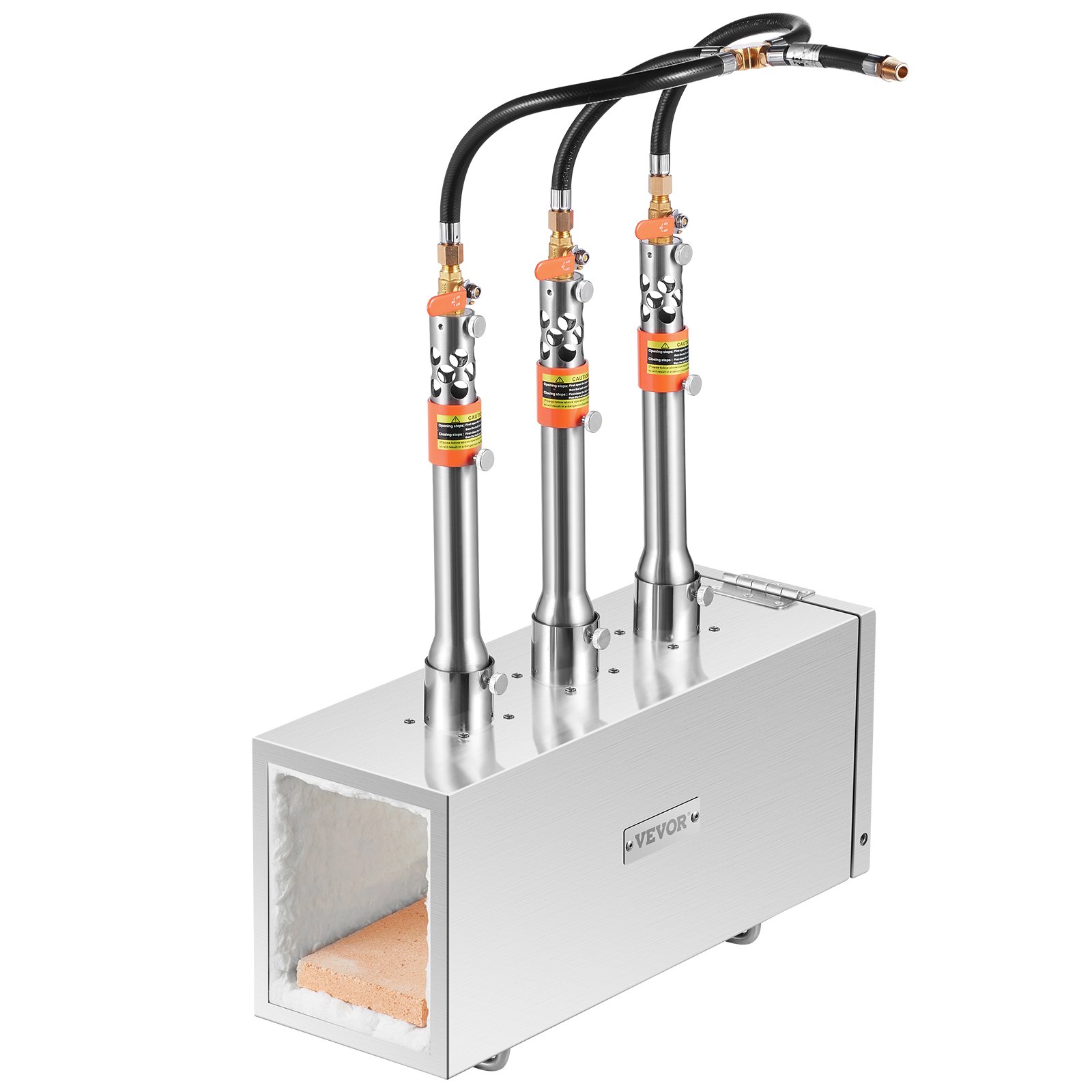 VEVOR Forgia a Gas Propano Bruciatore Quadrato per Coltelli Metalli Attrezzature per Forgiatura, Forgia a Gas Propano in Acciaio Inox 3 Bruciatori Portabile, Forgia a Gas per Coltelli Max. 1427℃