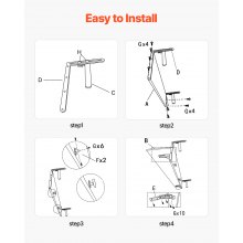VEVOR Tavolo Sospeso Pieghevole in Metallo per Ringhiera del Balcone da 800 x 300 mm, Tavolo da Bar all'Aperto per Ringhiere 2,54-14,9 cm, Tavolo in Acciaio Inossidabile, per Patio e Terrazza