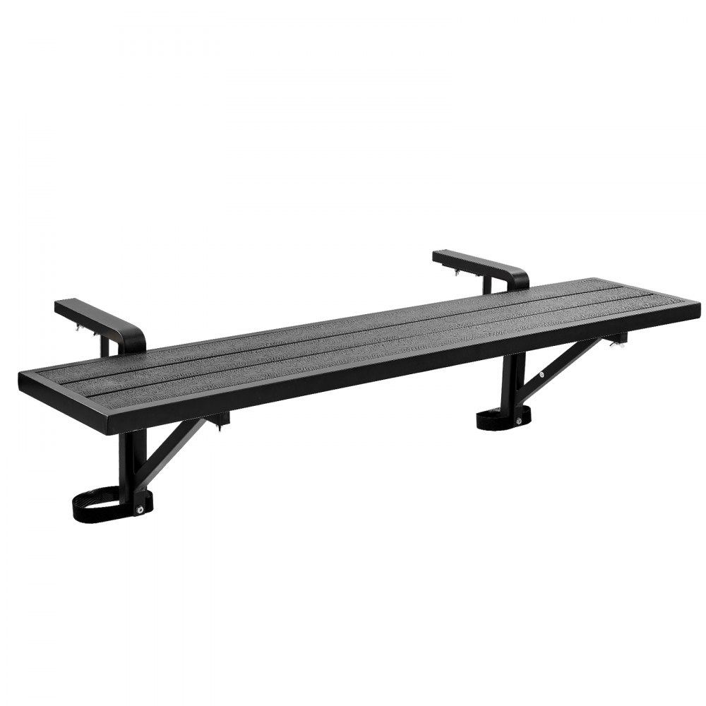 VEVOR Balcony Hanging Table 1245 x 240 mm 27 kg Balcony Railing Bar Table, for Outdoor Patio Garden Deck Use, Fits 25-65 mm Rails, Adjustable Bracket Spacing, Durable Wood-Plastic Composite Material