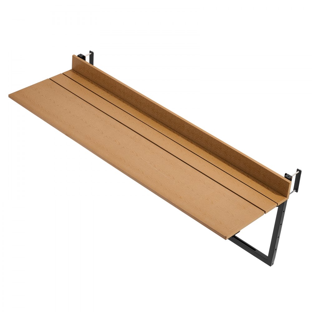 VEVOR Tavolo Sospeso per Balcone 1200 x 370 mm 27 kg Design Pieghevole, per Esterni Patio Giardino Terrazzo, per Ringhiere da 35-60 mm, Altezza Regolabile 5 Livelli, Composito in Legno e Plastica