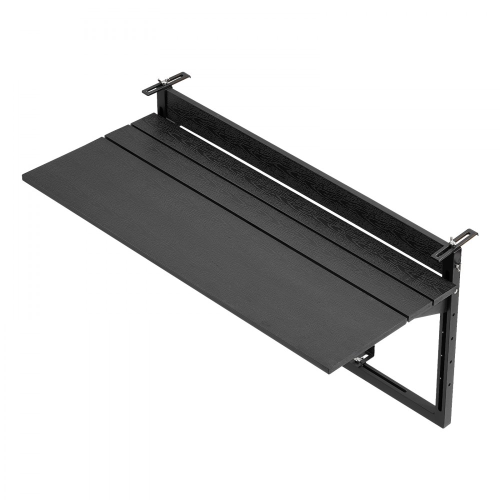 VEVOR Tavolino per Balcone 795 x 380 mm Altezza Regolabile su 5 Livelli, per Esterni Patio Giardino Terrazzo, Pieghevole, per Ringhiere da 0 a 90 mm, Materiale Composito Resistente Legno e Plastica