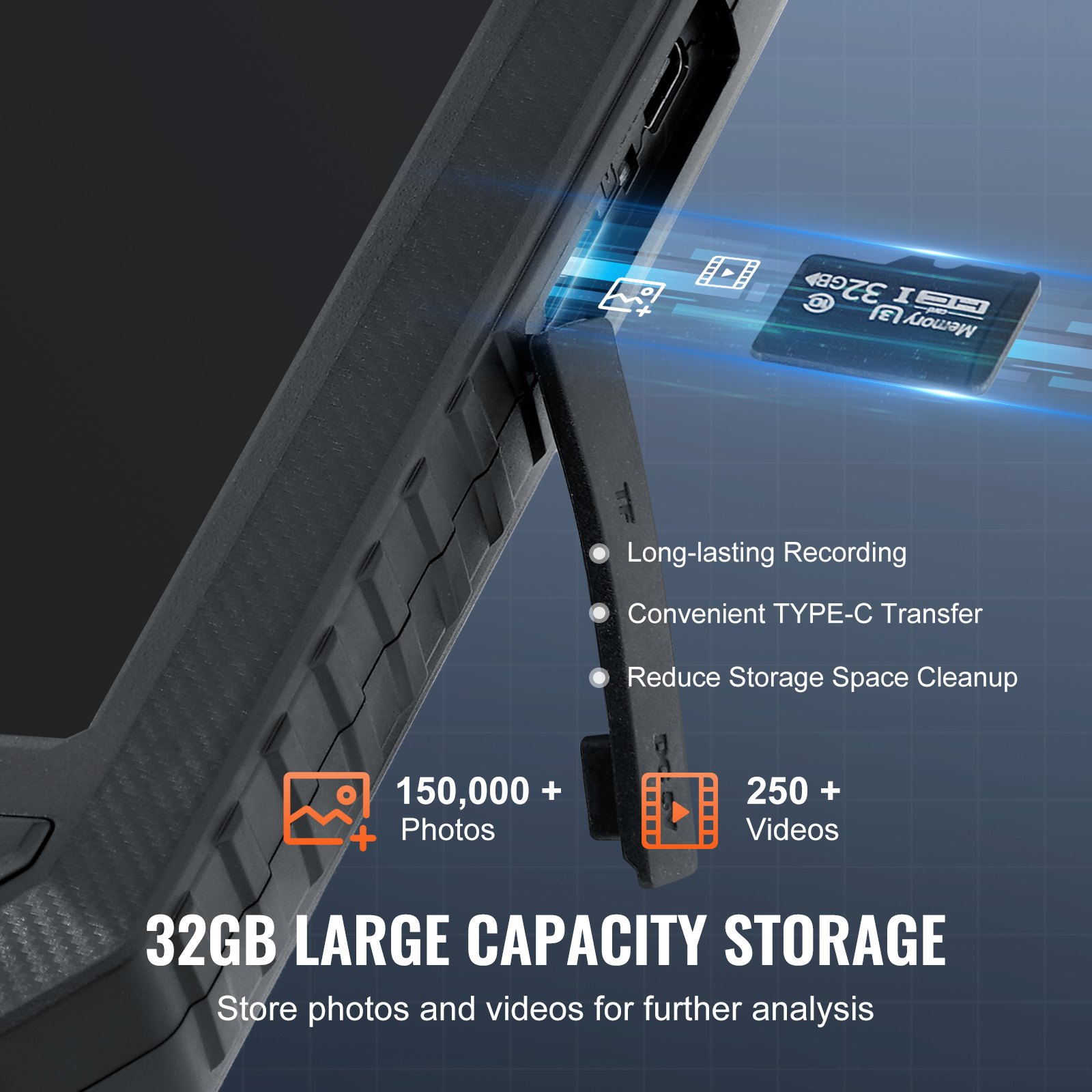 VEVOR Telecamera Endoscopica Luce, Boroscopio a Tripla Lente con Cavo 5 m Scheda 32 GB, Schermo 127 mm 1080P Luci LED, Telecamera a Serpente Impermeabile IP67, Idraulica Telecamera per Ispezione