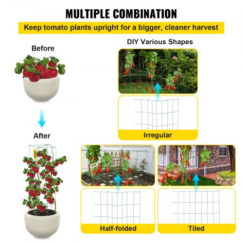 Set Da 3 Gabbie Quadrate Per Pomodori In Acciaio Con Sacchi Da 15 Galloni – Supporto Regolabile Per Piante Rampicanti, Orto E Giardino
