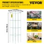 VEVOR Gabbie per Pomodori, 14,6" x 14,6" x 39,4", 6 Confezioni Gabbie di Supporto per Piante Quadrate, Torri di Pomodoro in Acciaio per Verdure Rampicanti, Piante, Fiori, Frutta
