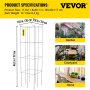 VEVOR Gabbie per Pomodori, 11,8" x 11,8" x 46,1", 5 Confezioni Gabbie di Supporto per Piante Quadrate, Torri per Pomodori in Acciaio per Verdure Rampicanti, Piante, Fiori, Frutta