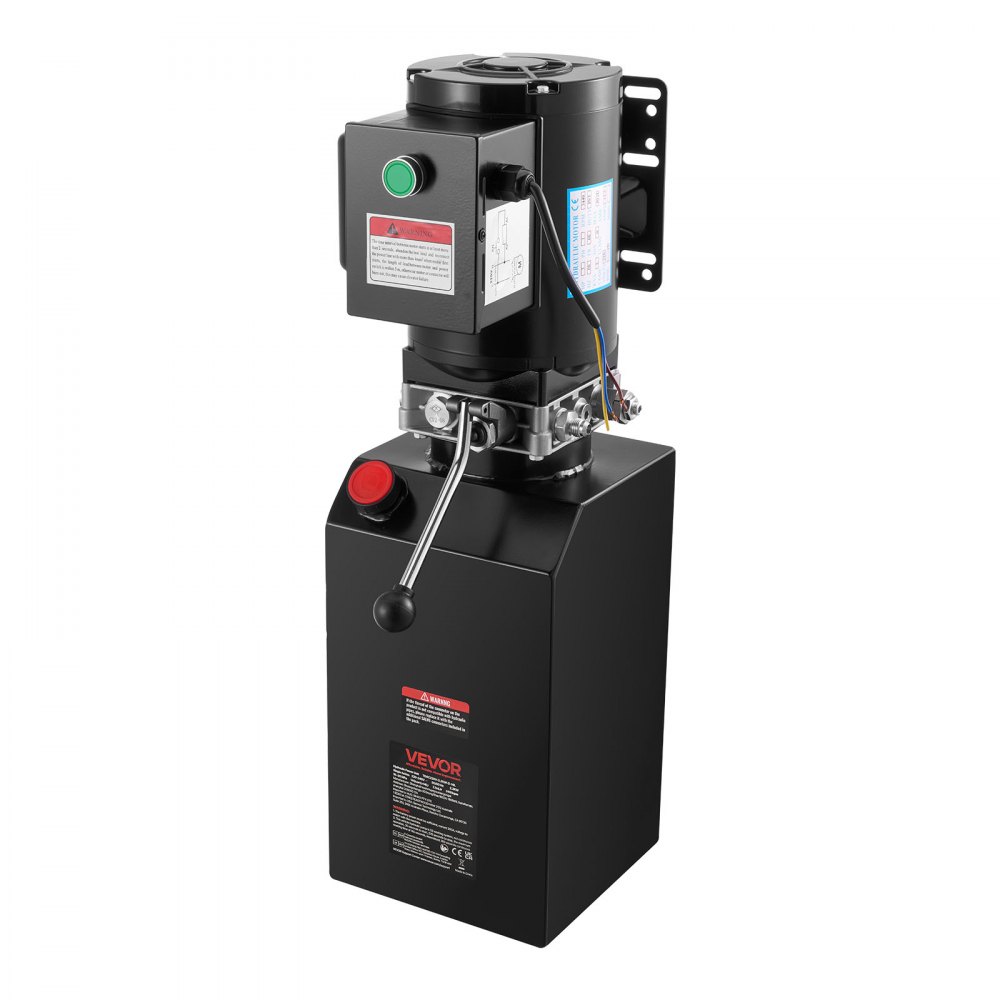 VEVOR Centralina Idraulica Pompa in Acciaio Velocità 3400 giri/min per Sollevamento Abbassamento Veicoli, Centralina Idraulica per Rimorchio Ribaltabile Portata max. 6,3 L/min con Serbatoio Metallo