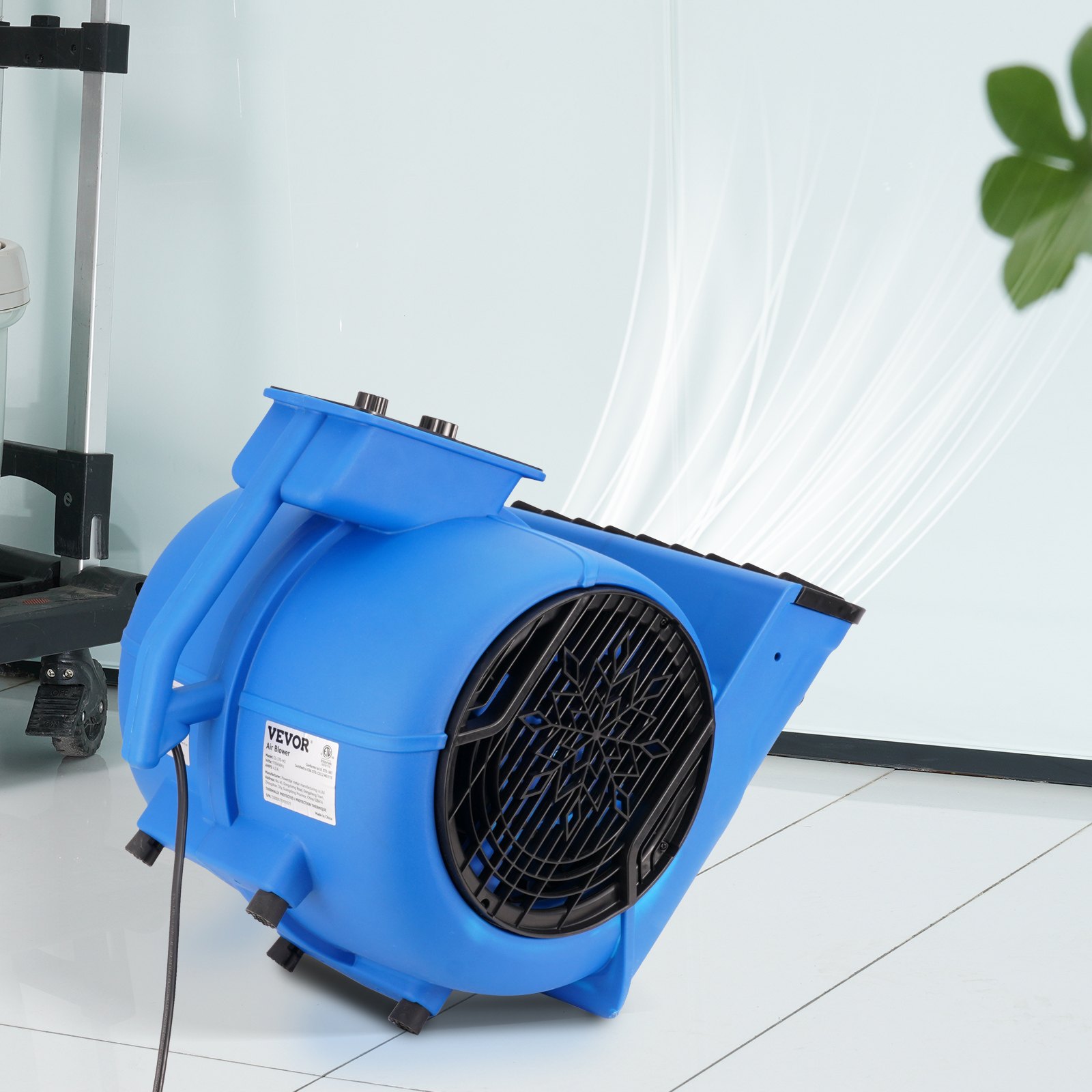 VEVOR Soffiatore da Pavimento 1250 Giri/min Ventilatore per Asciugatura Tappeti Portatile 73,62 m³/min con 4 Angoli di Soffio Temporizzatore 3 Impostazioni di Velocità per Uso Domestico e Commerciale