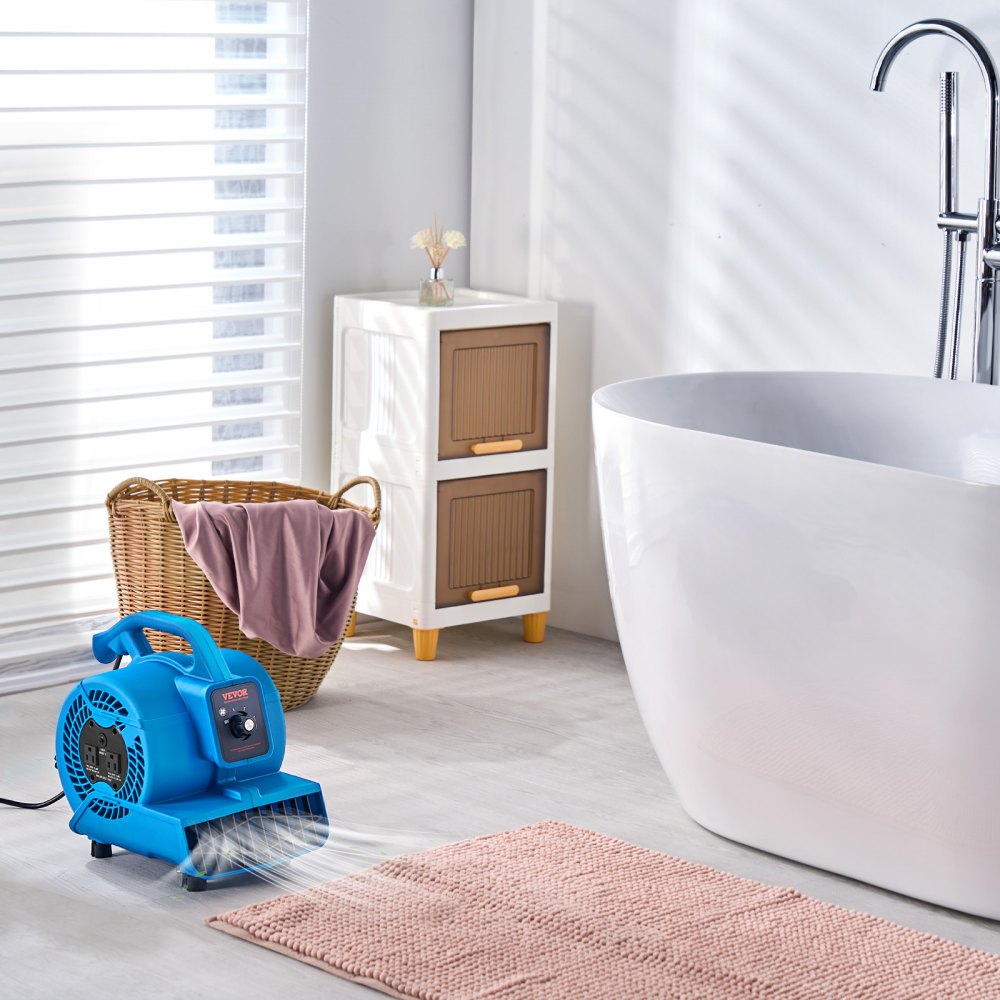 VEVOR Ventilatore Pavimento 1360 Giri/min Ventilatore per Asciuga Moquette Portatile 16,99 m³/min 4 Angoli di Soffio 3 Impostazioni di Velocità per Impianti Idraulici Domestici Commerciali di Pulizia