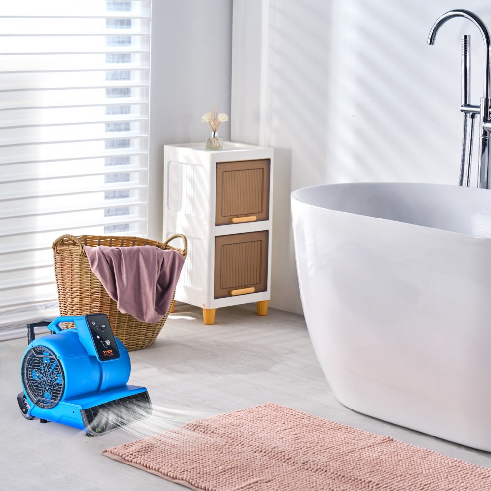 VEVOR Soffiatore da Pavimento 1400 Giri/min Ventilatore per Asciugatura Tappeti Portatile 113,26 m³/min con 3 Angoli di Soffio Temporizzatore 3 Impostazioni di Velocità per Domestico e Commerciale