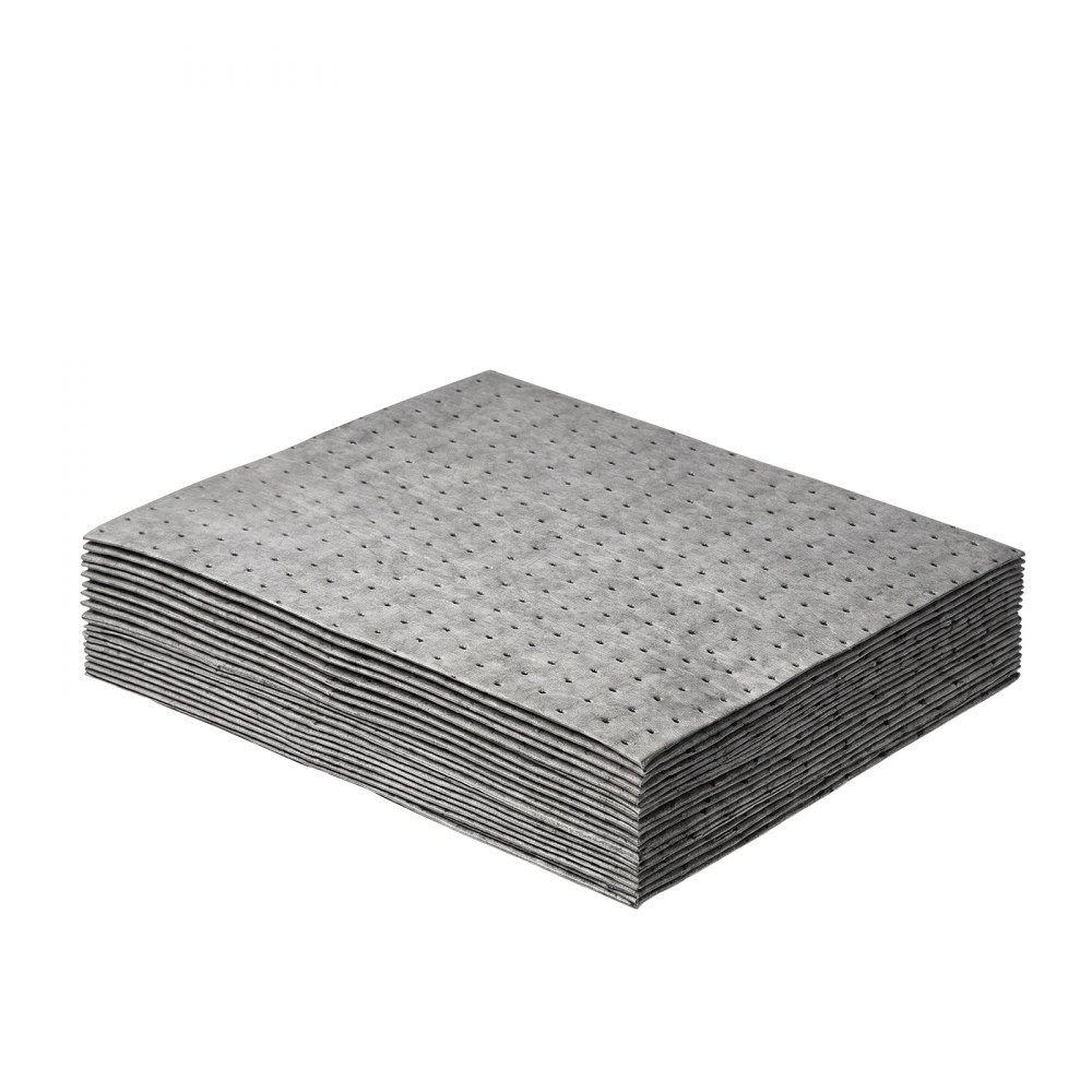 VEVOR Kit Assorbente Completo per Sversamenti di Olio e Acqua, 20 Panni, 2 Salsicciotti, 2 Cuscini, 2 Sacchi per Materiali Pericolosi e 1 Borsa, Panni Assorbenti per Fuoriuscite per Garage e Officina