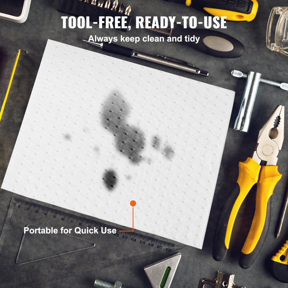 VEVOR Tamponi Assorbenti Fuoriuscite, Tappetino Assorbente Per Olio Assorbe Fino A 75,8L, 38x50 cm P Tampone Assorbente In Polipropilene Solo per Olio, Tappetini Per Fuoriuscite Olio