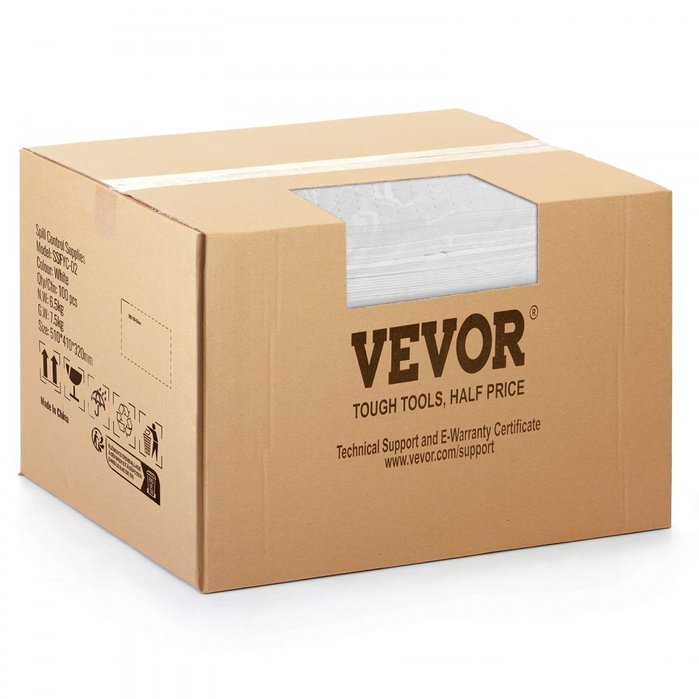 VEVOR Tamponi Assorbenti Fuoriuscite, Tappetino Assorbente Per Olio Assorbe Fino A 75,8L, 38x50 cm P Tampone Assorbente In Polipropilene Solo per Olio, Tappetini Per Fuoriuscite Olio