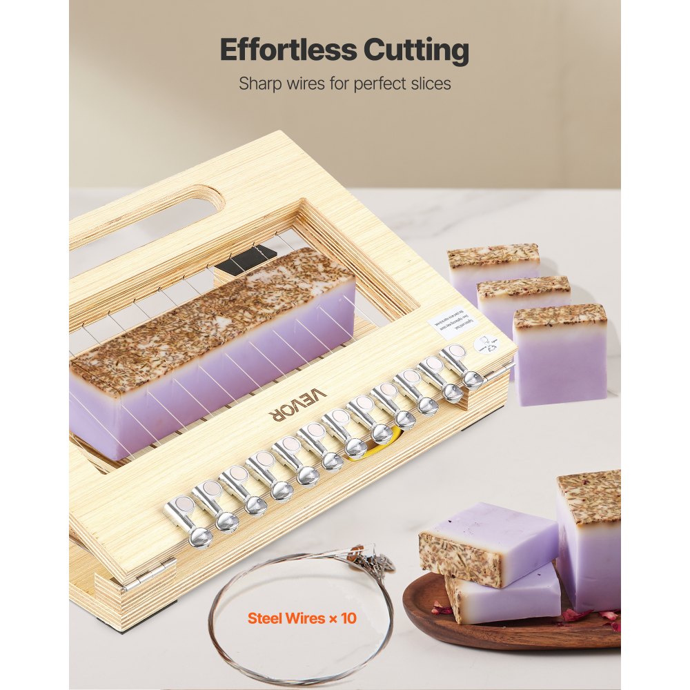 VEVOR Tagliasapone, Taglia da 1 a 12 Barre, Taglia in Modo Preciso e Accurato Barre da 25,4 mm, Struttura in Legno con Filo d'Acciaio, con Fili Extra, Tagliasapone Fatto a Mano per Candele