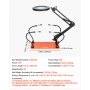 VEVOR Stazione Saldatura Magnetica con Lampada d'Ingrandimento LED 3X 4 Bracci Flessibili, Strumento Terza Mano per Saldatura Base Antiscivolo, Supporto Aiuto per Saldatura Riparazioni Fai da te