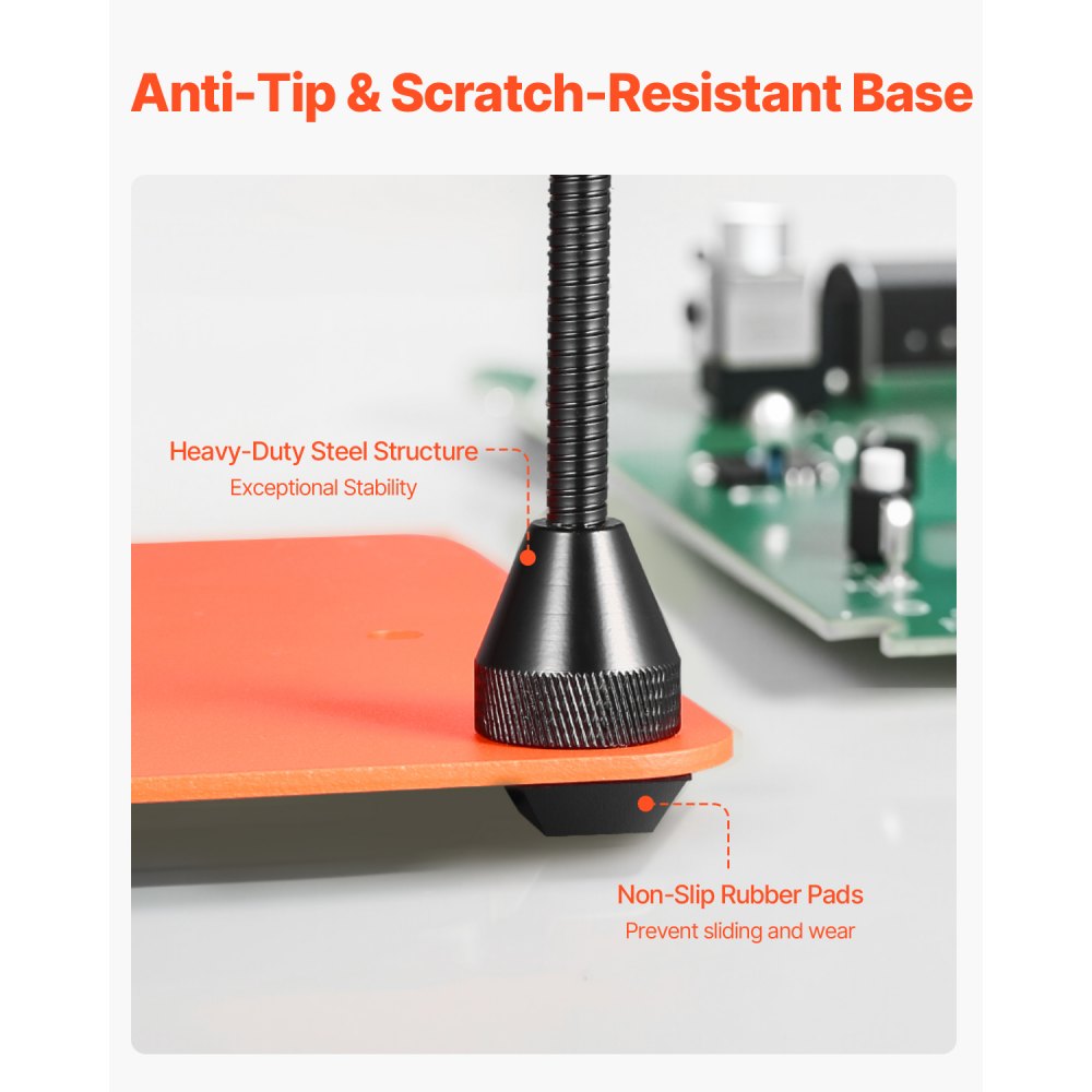 VEVOR Stazione di Saldatura Strumento Terza Mano per Saldatura con Lampada di Ingrandimento a LED 3X 5 Bracci Flessibili, 6 Supporti per PCB, Supporto per Riparazioni Elettroniche Fai da te