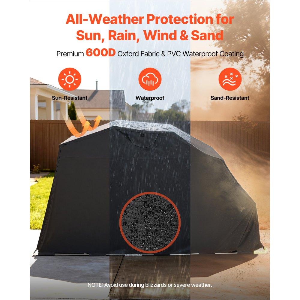 VEVOR Copertura Motocicletta da 3460 x 1375 x 1900 mm con Serratura di Sicurezza, in Tessuto Oxford 600D, Resistente per Tutte le Stagioni con Finestre di Ventilazione, per Veicoli da Esterno, Nero