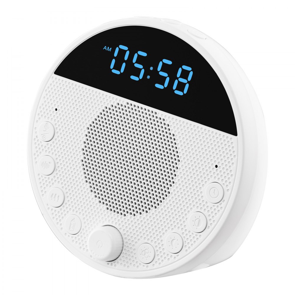 VEVOR Suoni Rilassanti per Dormire, Macchina Rumore Bianco Portatile, 18 Tracce Musicali, Luce Notturna, con Rumore Bianco e 2 Sveglie, APP, Timer di Spegnimento Automatico e Funzione di Memoria