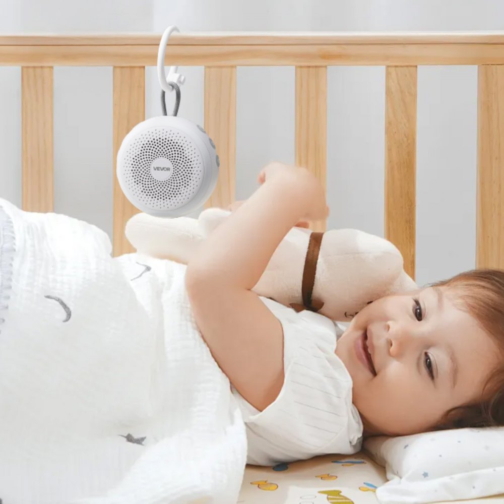 VEVOR Rumore Bianco Neonato, 20 Suoni Rilassanti per Dormire, Portatile e Impiccabile, con Timer di Spegnimento Automatico, Luce ad Anello Soffusa e Funzione di Memoria, per Adulti, Casa, Viaggi