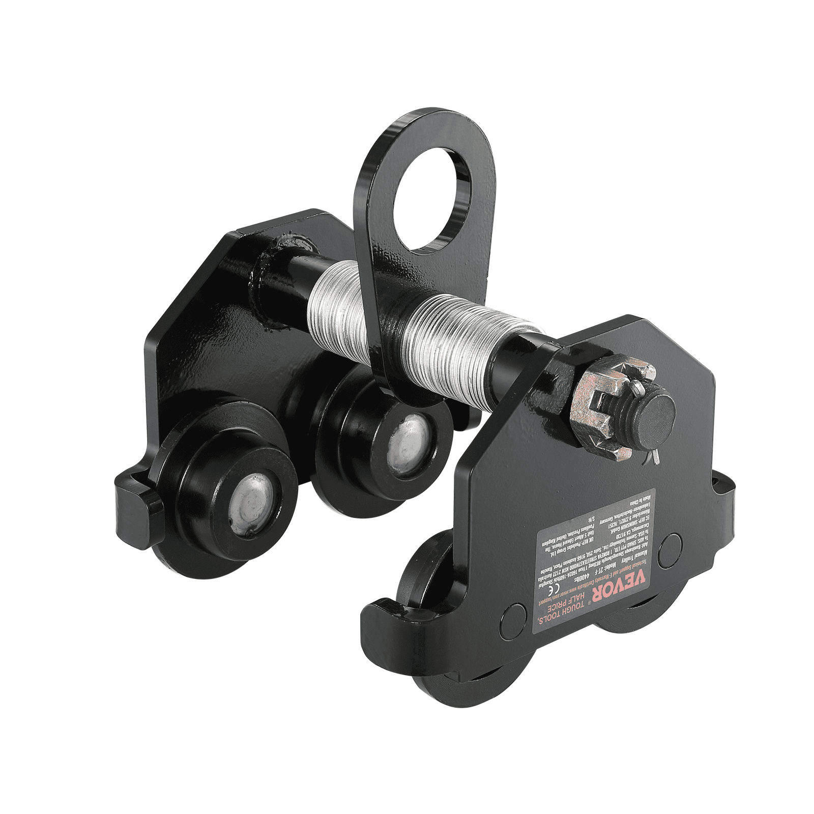 VEVOR Carrello di Sollevamento Capacità Carico max. 2 Tonnellate, Carrello con Trave di Spinta Larghezza Regolabile 63,5-177,8mm, Carrello di Sollevamento per Garage Officina in Acciaio Legato Travi I