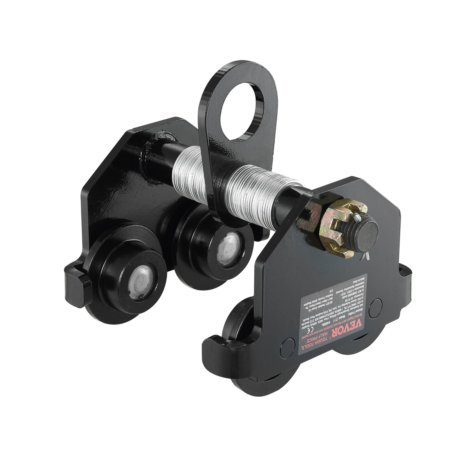 VEVOR Carrello di Sollevamento Capacità Carico max. 3 Tonnellate, Carrello con Trave di Spinta Larghezza Regolabile 63,5-177,8mm, Carrello di Sollevamento per Garage Officina in Acciaio Legato Travi I