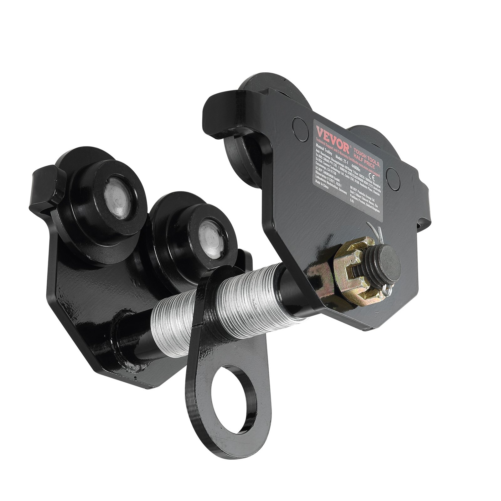 VEVOR Carrello di Sollevamento Capacità Carico max. 3 Tonnellate, Carrello con Trave di Spinta Larghezza Regolabile 63,5-177,8mm, Carrello di Sollevamento per Garage Officina in Acciaio Legato Travi I