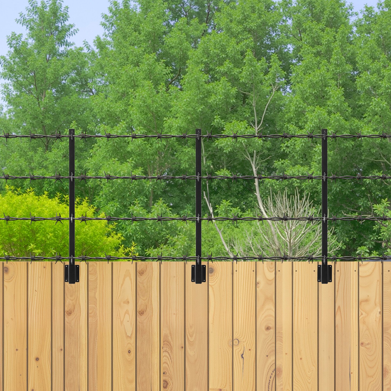 VEVOR Fence Post Extender, 12 Packs 815 mm Barbed Wire Arm, Sturdy Steel Fence Height Extender, Flat or Surface Mounted  Barbed Wire Extension Arms, Protect Privacy and Prevent Pets Jumping Off