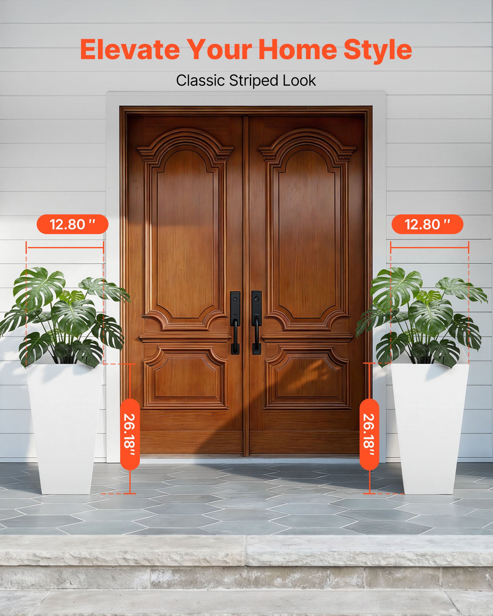 VEVOR Set di 2 Vasi da Fiori Alti 665 mm, Fioriere Decorative per Piante Grandi, Vasi da Terra in Stile Moderno di Plastica PP per Portico con Rotelle e Fori di Drenaggio, per Patio Giardino Bianco