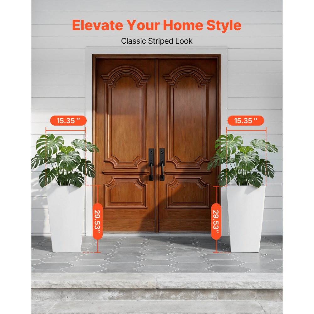 VEVOR Set di Fioriera Alta per Piante Fiori 2 pezzi, Fioriera Altezza 75 cm da Interno Esterno Cortile Giardino Ingresso con Fori di Drenaggio, Materiale in Plastica, Forma Conica Quadrata, Bianco