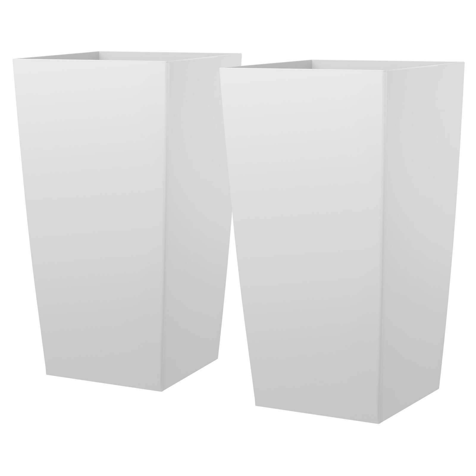 VEVOR Set di Fioriera Alta per Piante Fiori 2 pezzi, Fioriera Altezza 75 cm da Interno Esterno Cortile Giardino Ingresso con Fori di Drenaggio, Materiale in Plastica, Forma Conica Quadrata, Bianco
