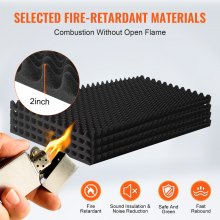 VEVOR Pannelli Acustici in Schiuma, Pannelli Fonoassorbenti da Parete a Forma Uovo, Pannelli Acustici Resistenti Fuoco, Pannelli Fonoassorbenti per Pareti e Soffitti, 4 Pezzi 1200 x 600 x 50 mm, Nero