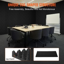 VEVOR Pannelli Acustici in Schiuma, Pannelli Fonoassorbenti da Parete a Forma Uovo, Pannelli Acustici Resistenti Fuoco, Pannelli Fonoassorbenti per Pareti e Soffitti, 4 Pezzi 1200 x 600 x 50 mm, Nero