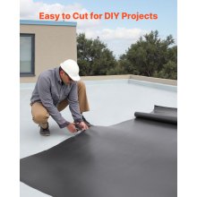VEVOR Copertura in Rotoli, Copertura in Gomma EPDM, Lunga Durata e Resistente alle Intemperie, Resiste a Temperature Rigide, Installazione Flessibile, Sottofondo per Tetti, 4,572 x 7,62 m