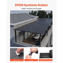 VEVOR Copertura in Rotoli, 6,096 x 7,62 m Copertura in Gomma EPDM, Lunga Durata e Resistente alle Intemperie, Resiste a Temperature Rigide, Installazione Flessibile, Sottofondo per Tetti