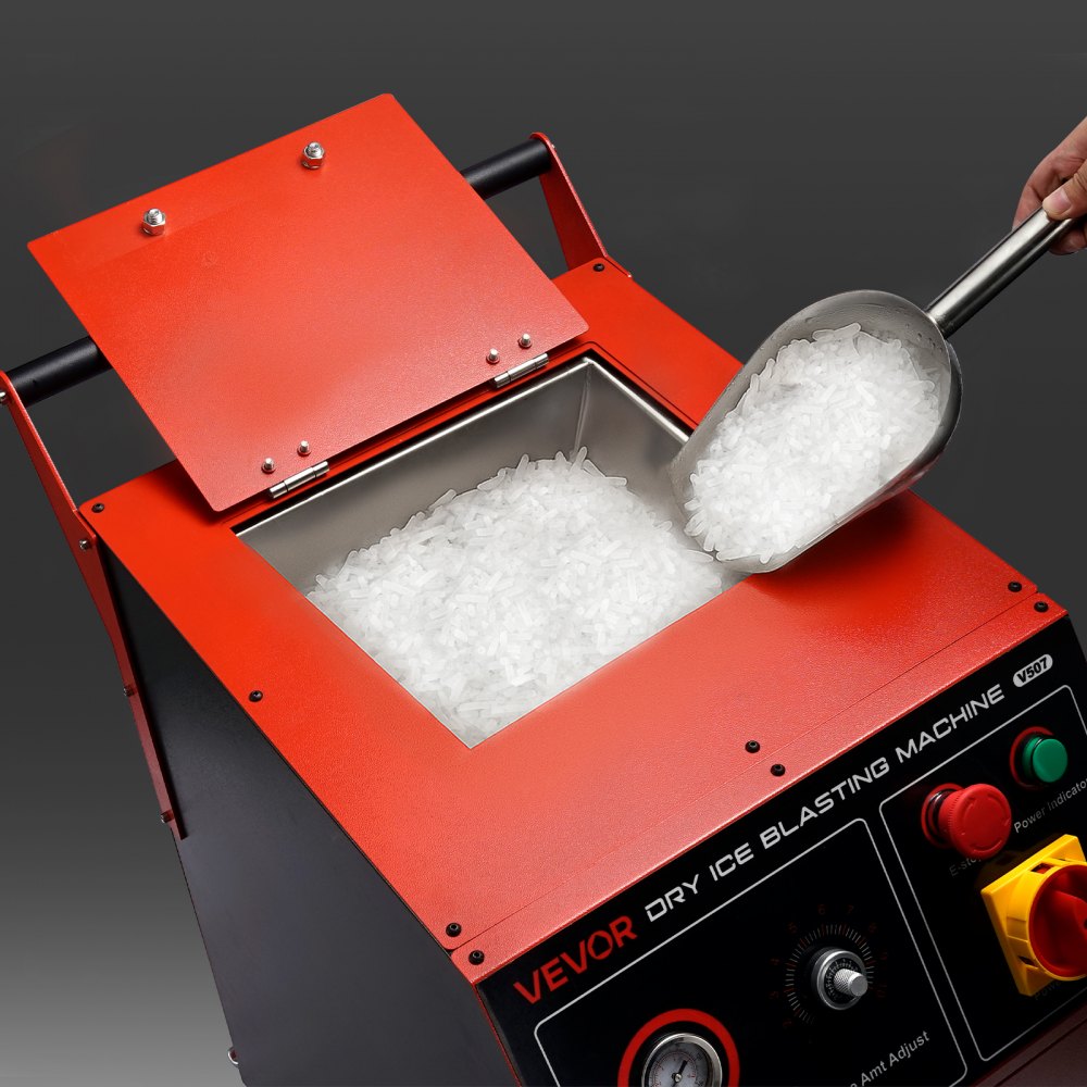 VEVOR Macchina per Sabbiatura a Ghiaccio Secco, Capacità 7,5 kg, con 4 Ugelli, Pressione e Quantità di Ghiaccio Secco Regolabili, Pulitore a Sabbiatura Mobile per Auto, Navi, Aviazione