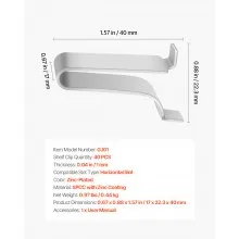 VEVOR Clip per Mensole, Confezione da 40, Clip per Mensole Regolabili in Acciaio per Supporti in Metallo, Legno e Vetro, Compatibili con Armadi, Credenze, Librerie, Scarpiere, Argento