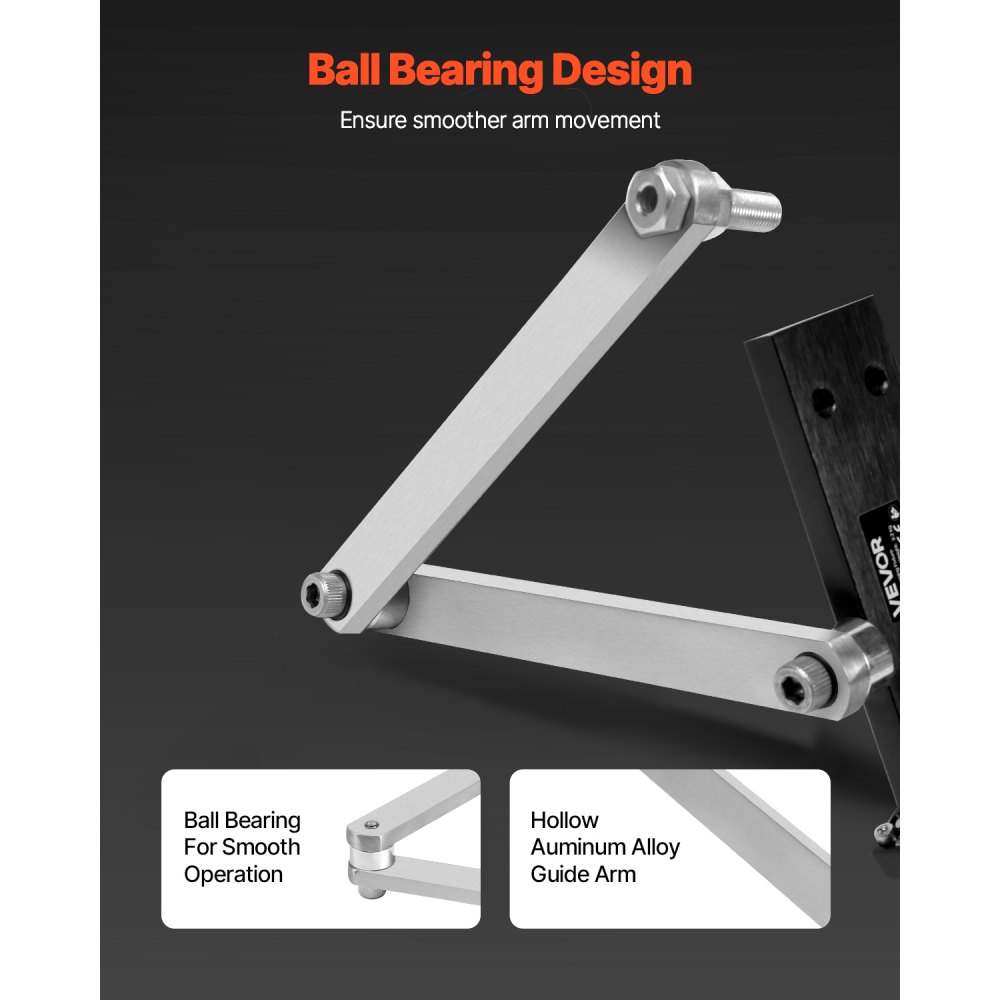VEVOR Affilatrice e Bilanciatrice per Lame per Tosaerba, Strumento di Affilatura Regolabile da 15° a 45° con 4 PerniAdattatori, con Cuscinetti a Sfera e Impugnatura Allargata da 25 mm