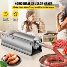 VEVOR Insaccatrice per Salsicce Orizzontale Manuale 5L in Acciaio Inox, Macchina Riempitrice 5L Orizzontale per Salsiccia Salumi da Tavolo Manuale Uso Commerciale Casalingo, Riempitrice di Salsicce