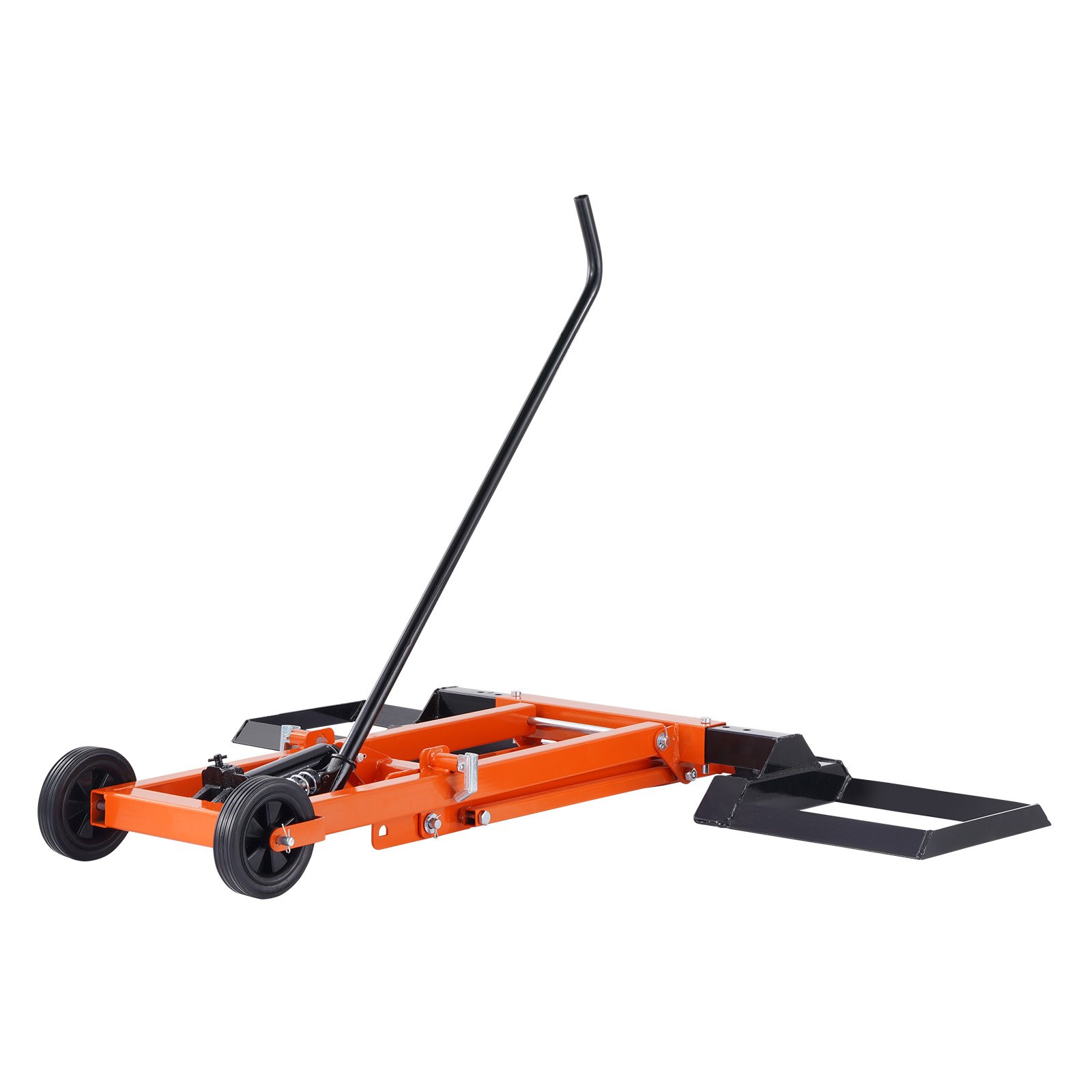 VEVOR lawnmower lift with hydraulic jack, 225 kg lifting capacity, lawnmower lift made of solid carbon steel, adjustable movable lawn lift for ride-on tractors and zero-turn lawnmowers