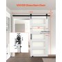 VEVOR Porta Scorrevole 914 x 2134 mm Pannello in MDF e Vetro Satinato, Kit per Porta Scorrevole con Ferramenta Guida Telaio a H per Casa Divisorio Spazio Soggiorno Bagno Camera da Letto, Bianco