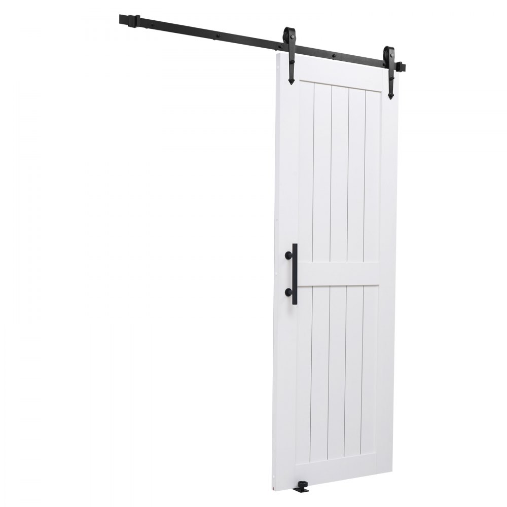 VEVOR Porta Scorrevole 762 x 2134 mm Pannello in MDF, Kit per Porta Scorrevole con Ferramenta Guida Telaio a H, Porta da Casa Divisorio Spazio per Soggiorno Bagno Camera da Letto, Bianco