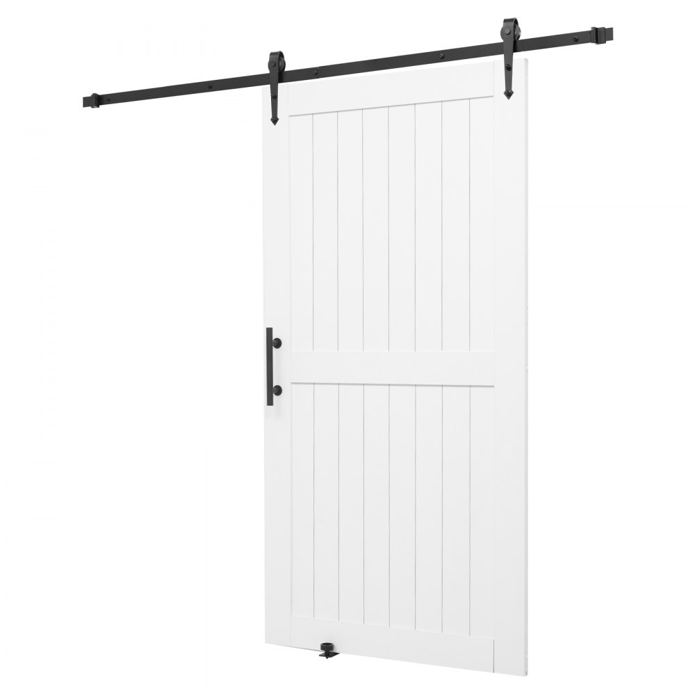 VEVOR Porta Scorrevole 1067 x 2134 mm Pannello in MDF, Kit per Porta Scorrevole con Ferramenta Guida Telaio a H, Porta da Casa Divisorio Spazio per Soggiorno Bagno Camera da Letto, Bianco