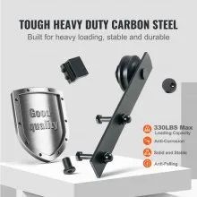 VEVOR Kit Ferramenta per Porta Scorrevole 244cm Binario per Porta da Fienile Adatto a Porta Singola Larghezza 1,12-1,32 m Spessore 32-45 mm 150kg Puleggia Silenziosa Forma I per Casa Fattoria Granaio