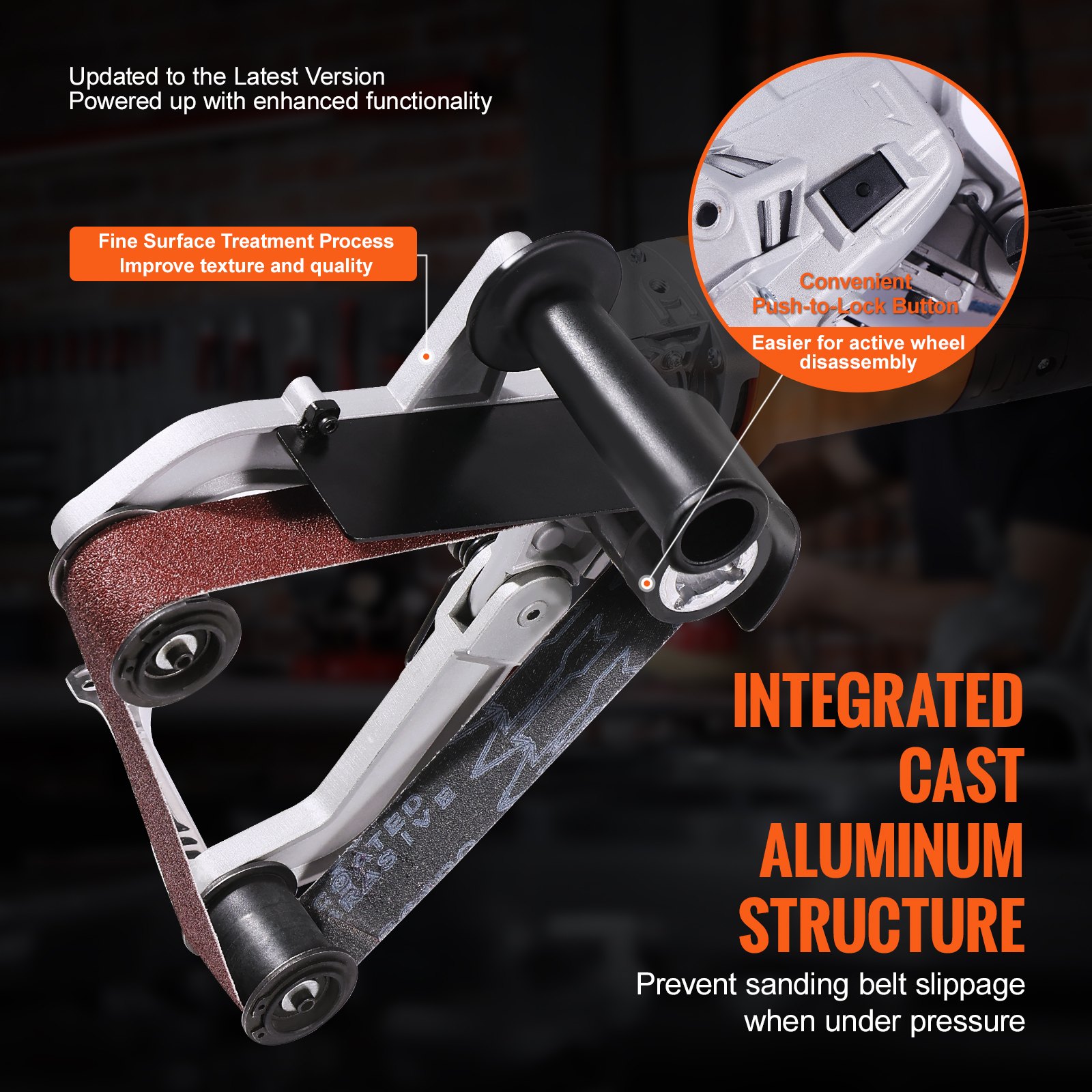 VEVOR Adattatore levigatrice a nastro per smerigliatrice angolare tubo lucidatura levigatura accessorio filettatura metrica M14 10 strisce abrasive strumento professionale