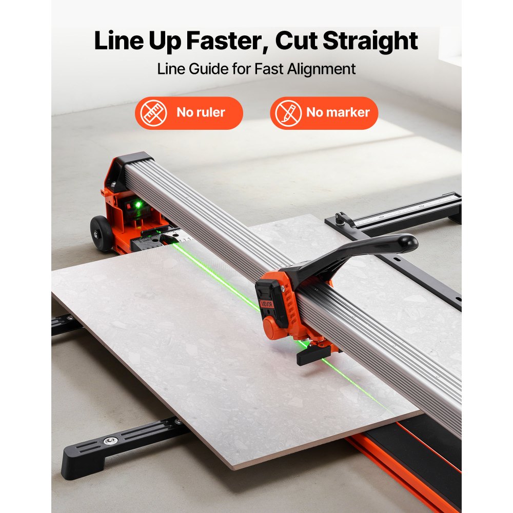 VEVOR 1200 mm Manual Tile Cutter, Upgraded Rail and Sliding Head, Precision Alignment Guide, Tungsten Carbide Cutting Wheel, Support Legs with Swivel Wheels, for DIY Pros, Ceramic, Floor & Wall Tiles