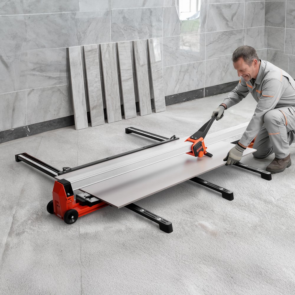 VEVOR 1800 mm Manual Tile Cutter, Upgraded Rail and Sliding Head, Precision Alignment Guide, Tungsten Carbide Cutting Wheel, Support Legs with Swivel Wheels, for DIY Pros, Ceramic, Floor & Wall Tiles