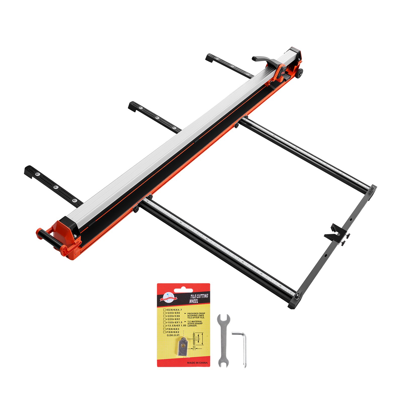 VEVOR 1800 mm Manual Tile Cutter, Upgraded Rail and Sliding Head, Precision Alignment Guide, Tungsten Carbide Cutting Wheel, Support Legs with Swivel Wheels, for DIY Pros, Ceramic, Floor & Wall Tiles