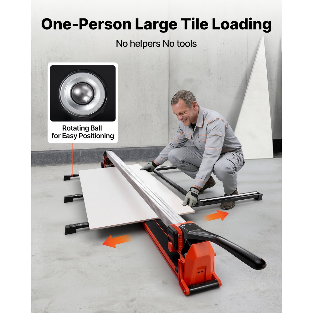 VEVOR Tagliapiastrelle Manuale 1600mm per Laboratori Fai Da Te, Guida Allineamento Potenziata Testa Scorrevole, Disco in Carburo Tungsteno Gambe con Ruote, per Piastrelle in Ceramica Pavimenti e Muri