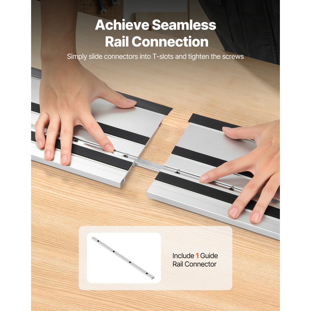 VEVOR Binario di Guida per Seghe Circolari Guida per Troncatrice Circolare Materiale in Alluminio Lunghezza Guida 698,5 mm Kit di Guide 2 pz Connettore 1 pz Lavorazione del Legno da Falegnameria